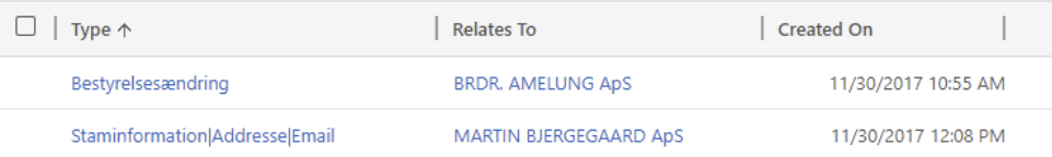 example of update types